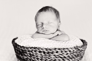baby in basket newborn prop pics