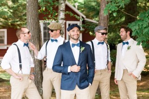 Blue tux on handsome groom