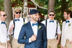 Blue tux on handsome groom